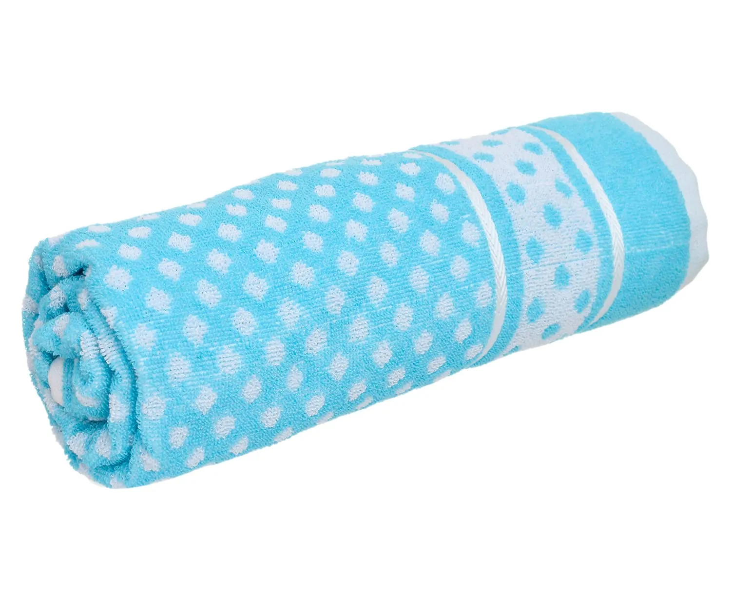 Heart Home Multiuses Dot Printed Soft Cotton Bath Towel, 30"x60"- Pack of 2 (Orange & Sky Blue)