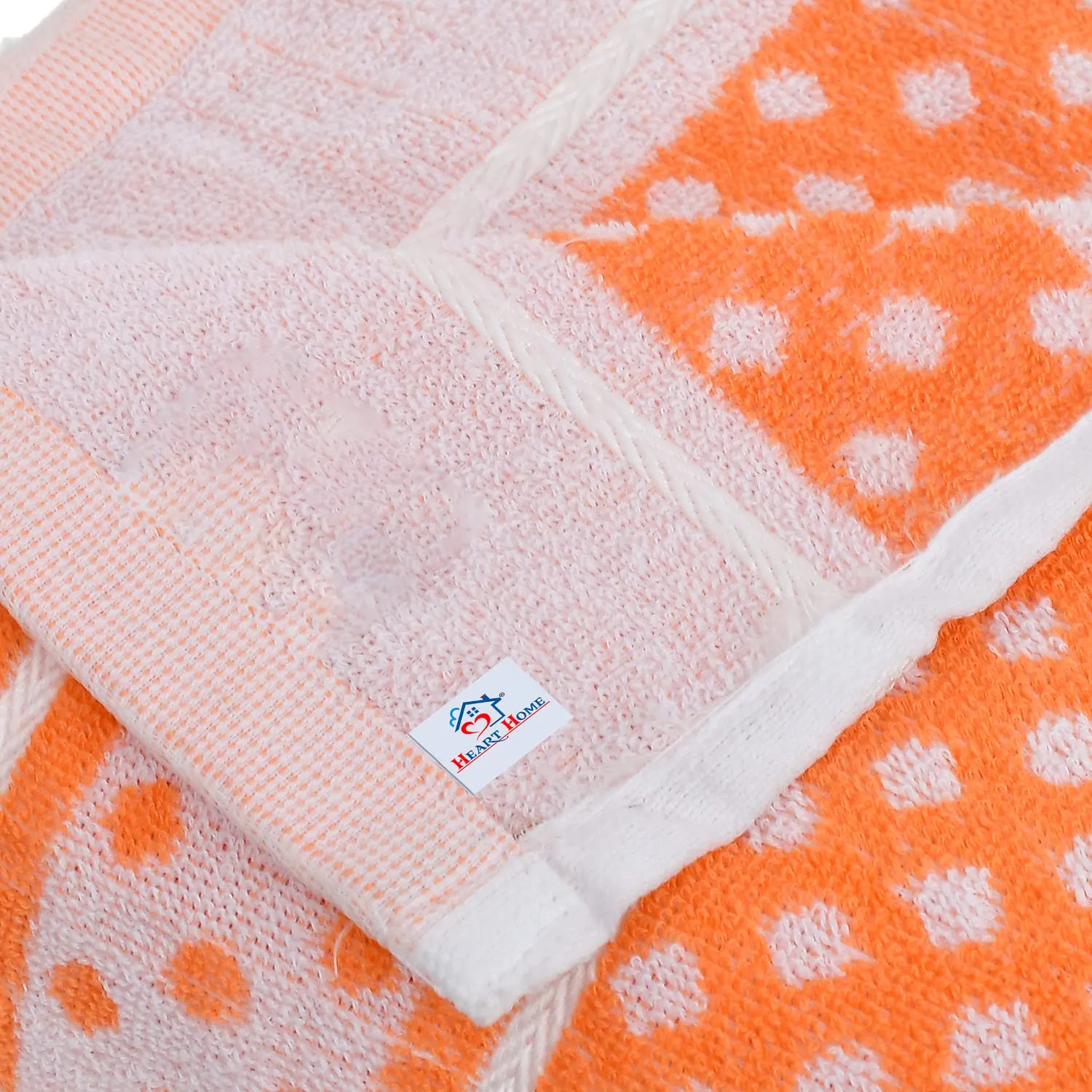 Heart Home Multiuses Dot Printed Soft Cotton Bath Towel, 30"x60"- Pack of 2 (Orange & Sky Blue)