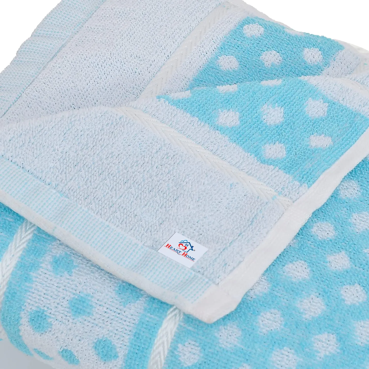 Heart Home Multiuses Dot Printed Soft Cotton Bath Towel, 30"x60" - Pack of 4 (Sky Blue)