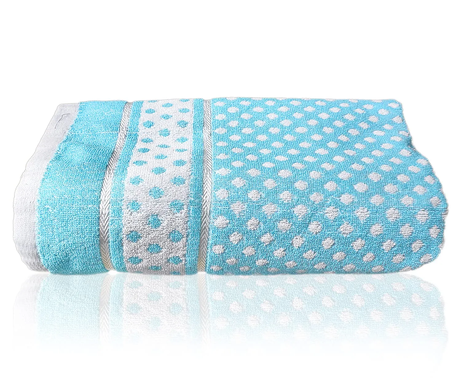 Heart Home Multiuses Dot Printed Soft Cotton Bath Towel, 30"x60" - Pack of 4 (Sky Blue)