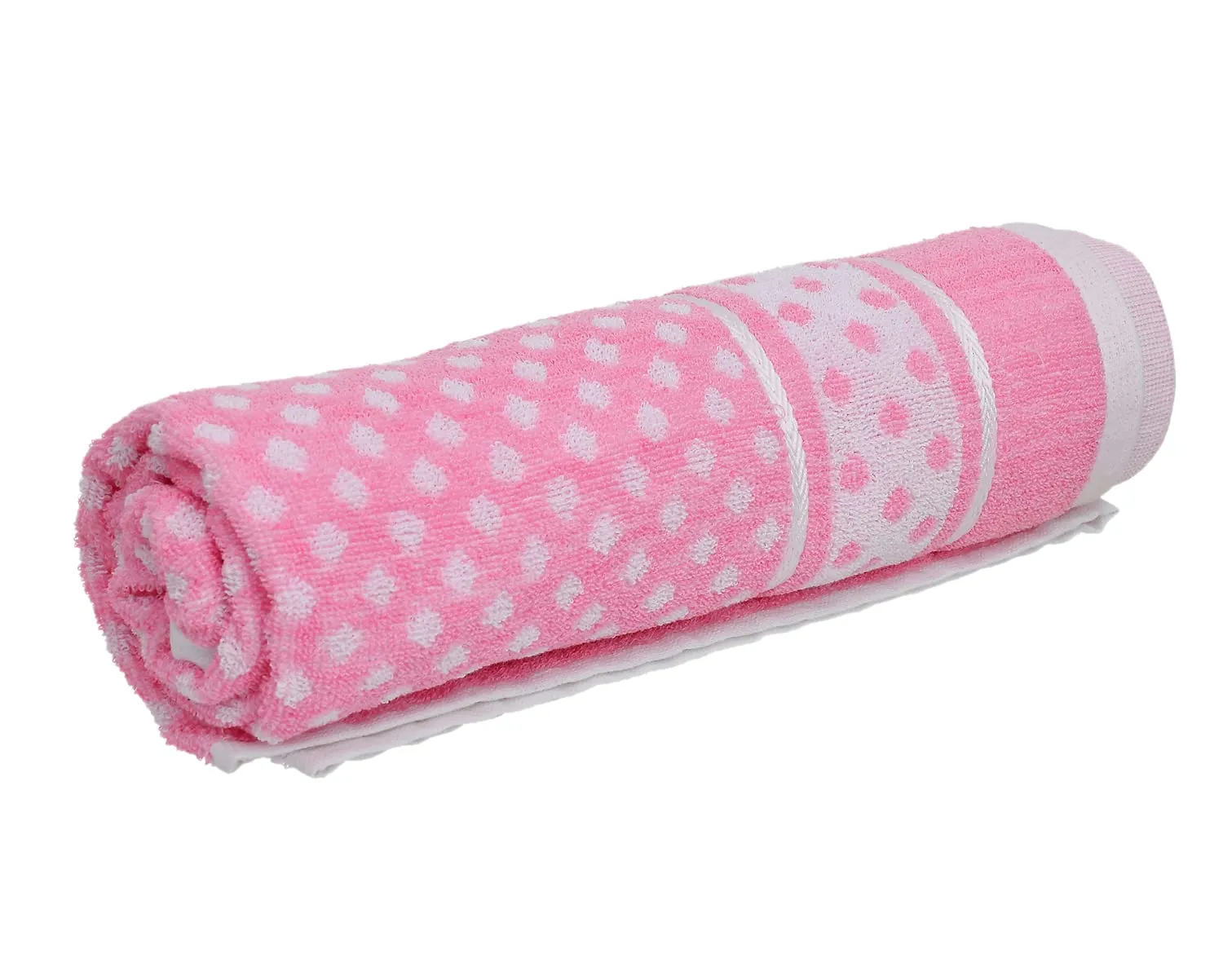 Heart Home Multiuses Dot Printed Soft Cotton Bath Towel, 30"x60"(Pink)