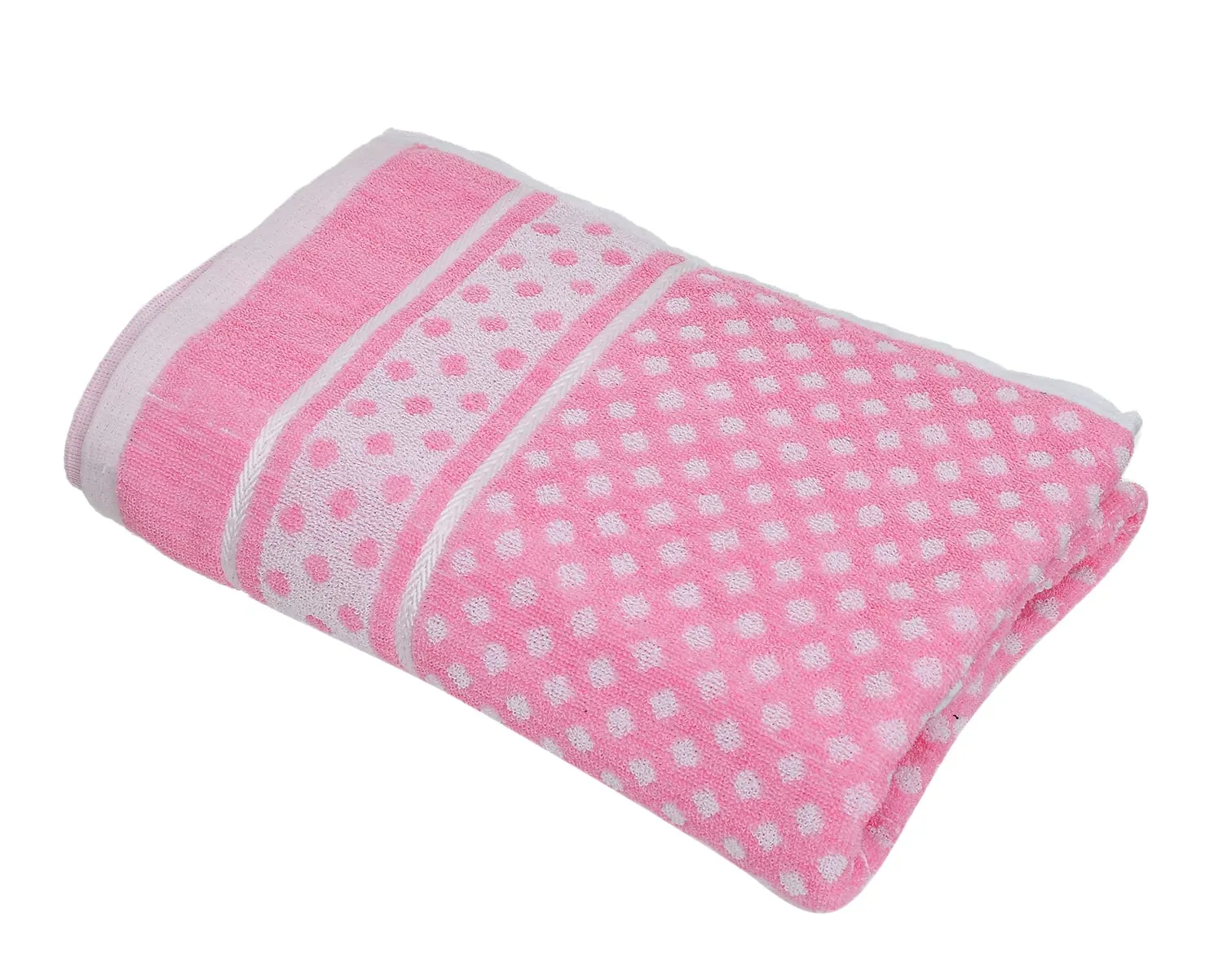 Heart Home Multiuses Dot Printed Soft Cotton Bath Towel, 30"x60"(Pink)