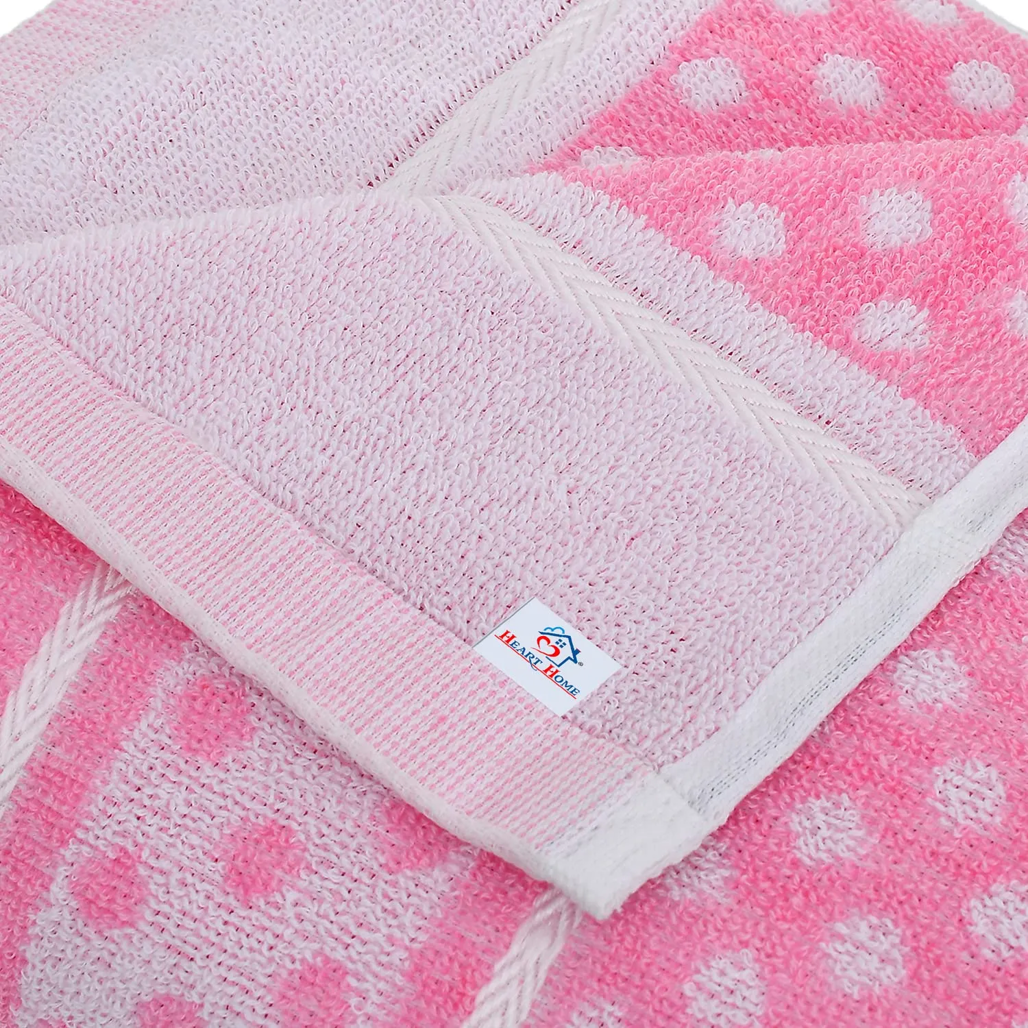 Heart HomeDot Printed Super Soft, Fluffy, and Absorbent, Cotton Bath Towel Perfect for Daily Use, 30"x60"- Pack of 4 (Pink & Sky Blue)