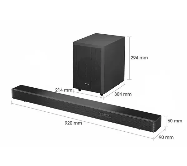 Hisense AX3120G 3.1.2Ch Dolby Atmos Soundbar & Wireless Subwoofer - Black