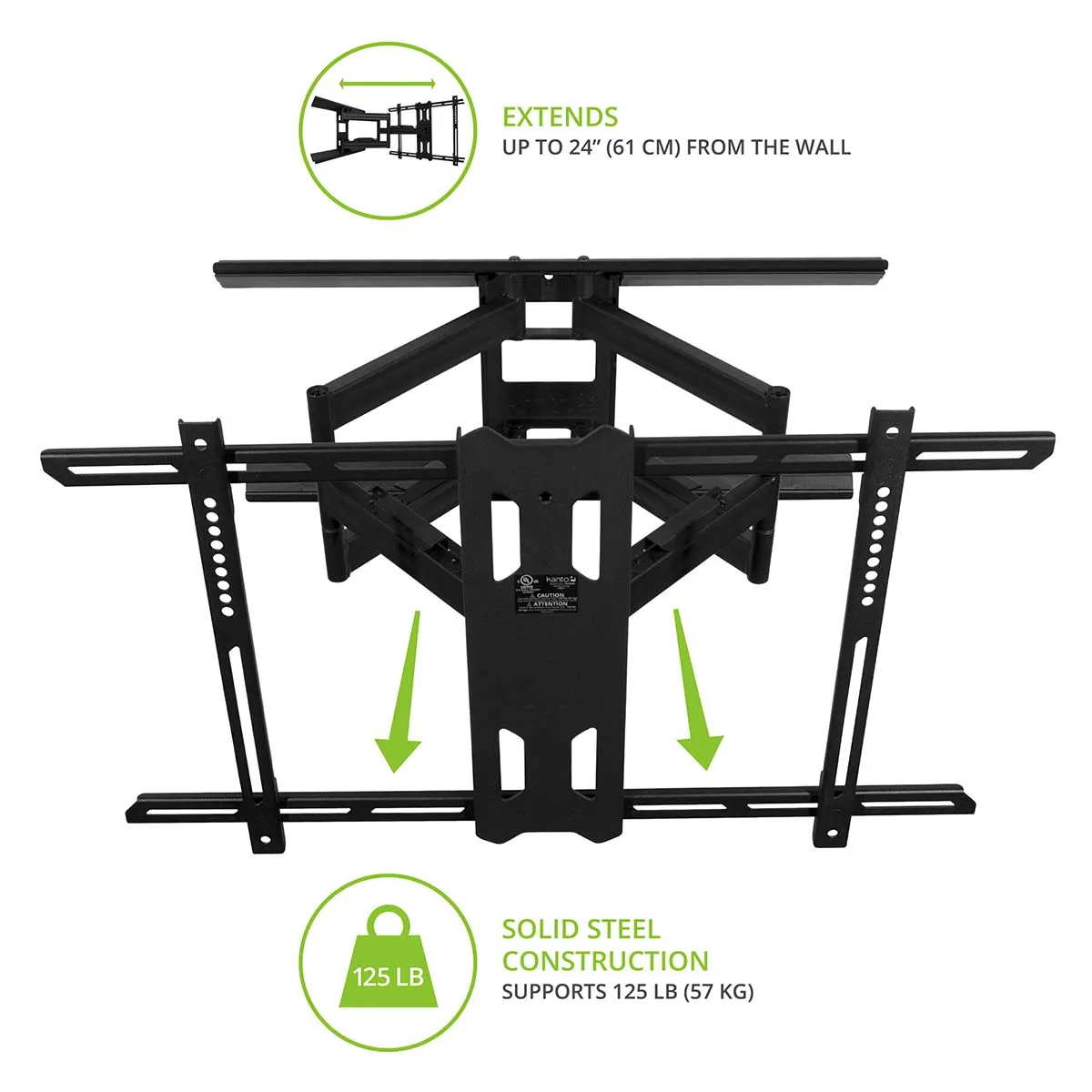 Kanto PDX680 Full Motion TV Wall Mount for 39" - 80" TVs