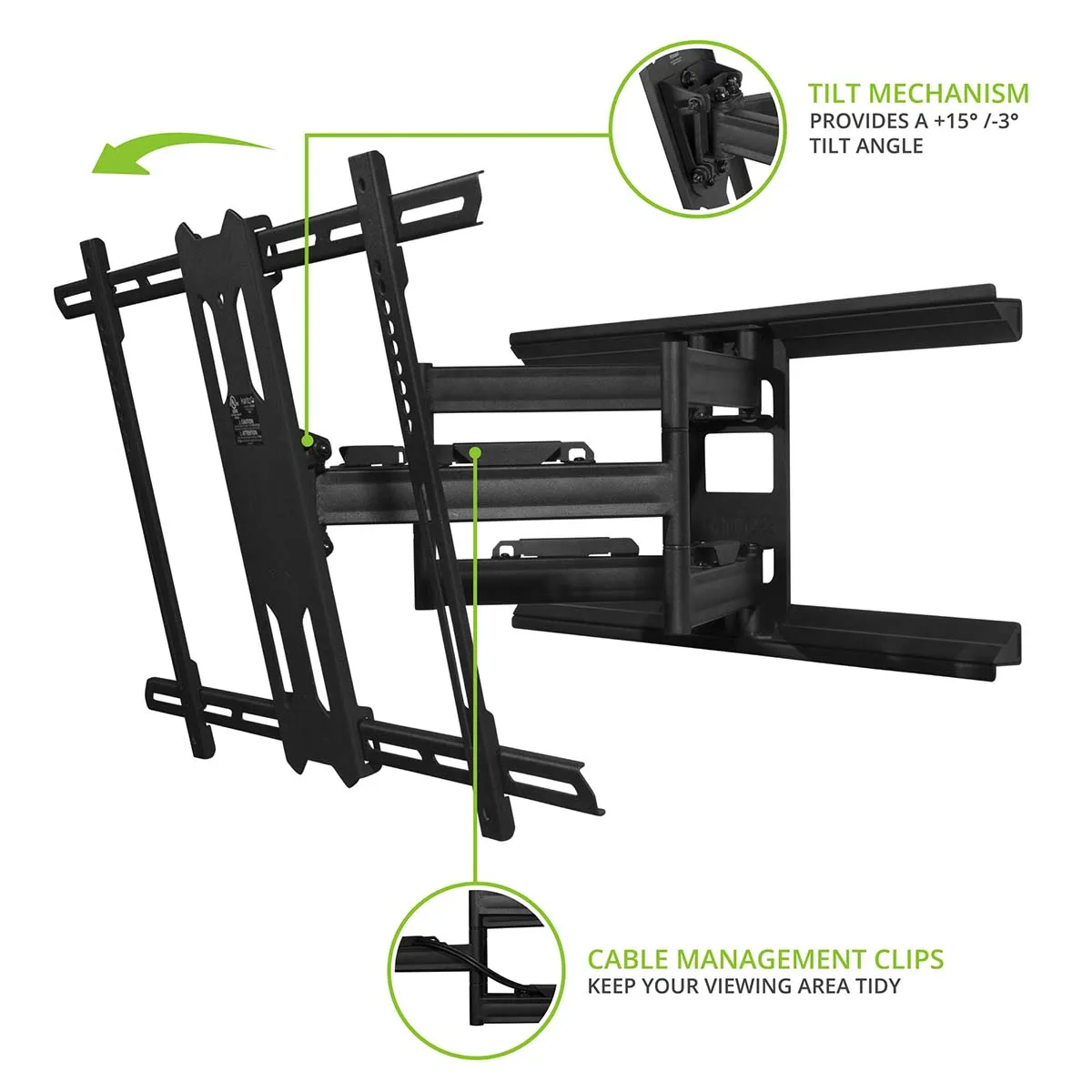 Kanto PDX680 Full Motion TV Wall Mount for 39" - 80" TVs