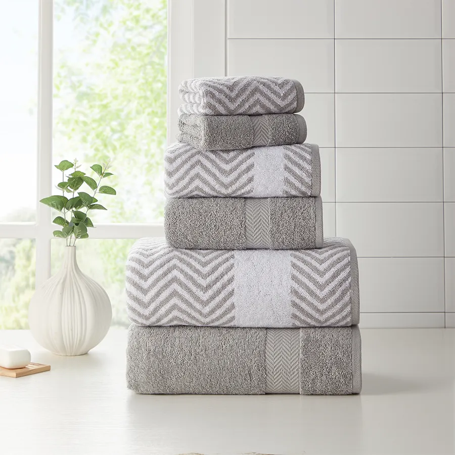 Kathy Ireland 6 Piece Chevron Jacquard Towel Set with LetsDry