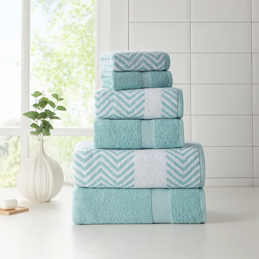 Kathy Ireland 6 Piece Chevron Jacquard Towel Set with LetsDry