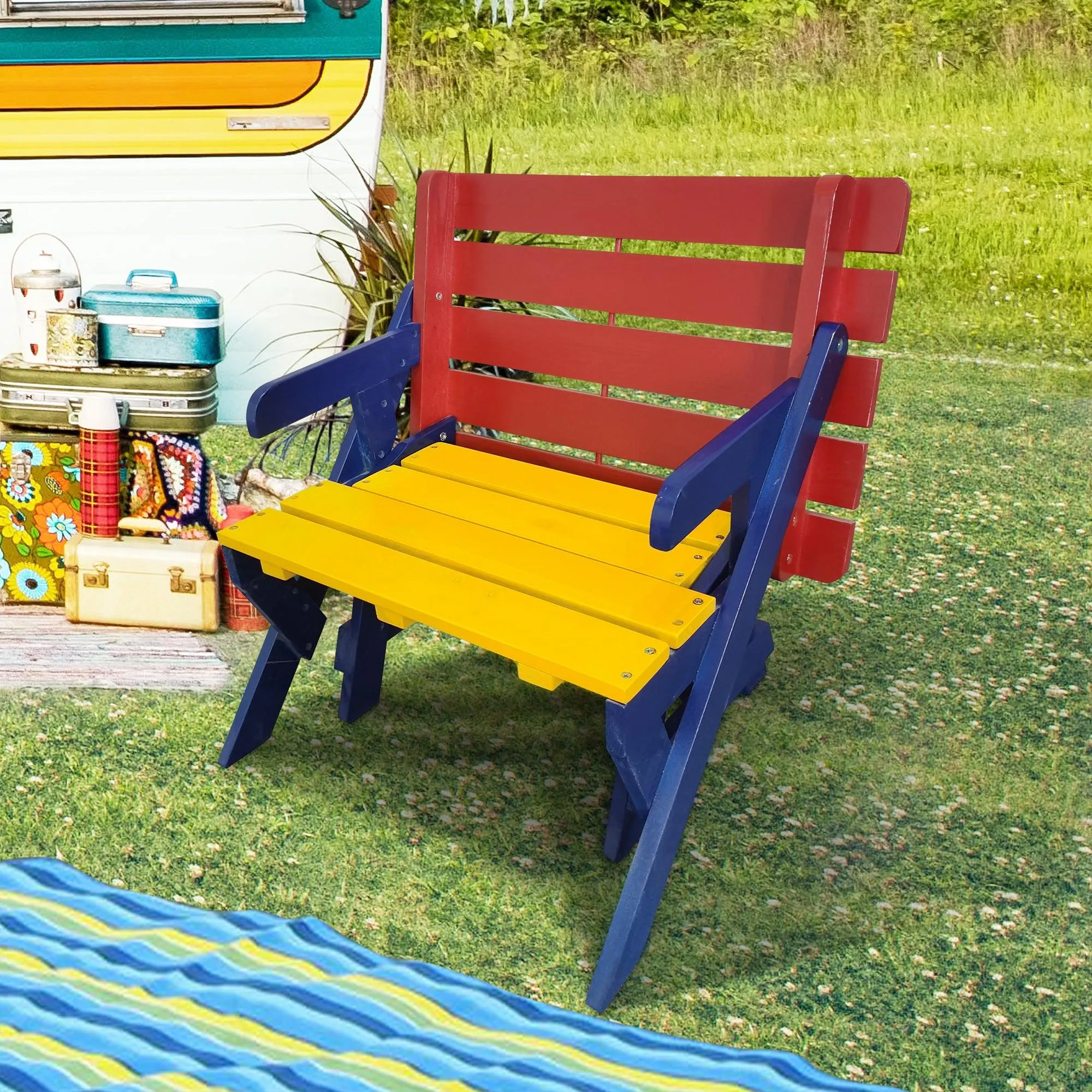 KID'S MULTI-FUNCTIONAL  ARM CHAIR,  TABLE  2 BENCHES（All-in-one）