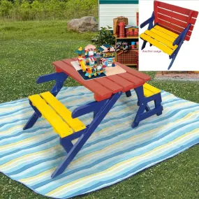 KID'S MULTI-FUNCTIONAL  ARM CHAIR,  TABLE  2 BENCHES（All-in-one）