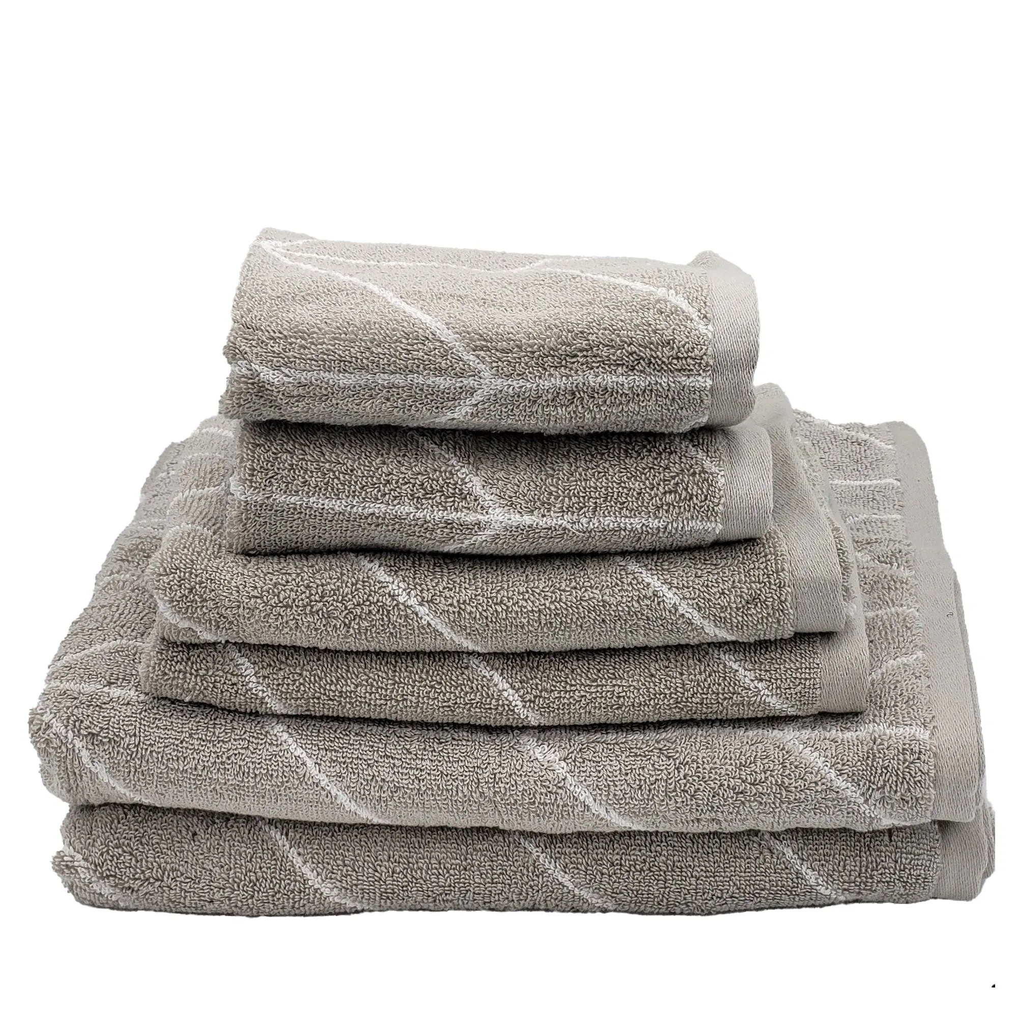 Knightsbridge Luxurious 6 Pieces Yarn Dyed Jacquard All Season Towel Set Silver