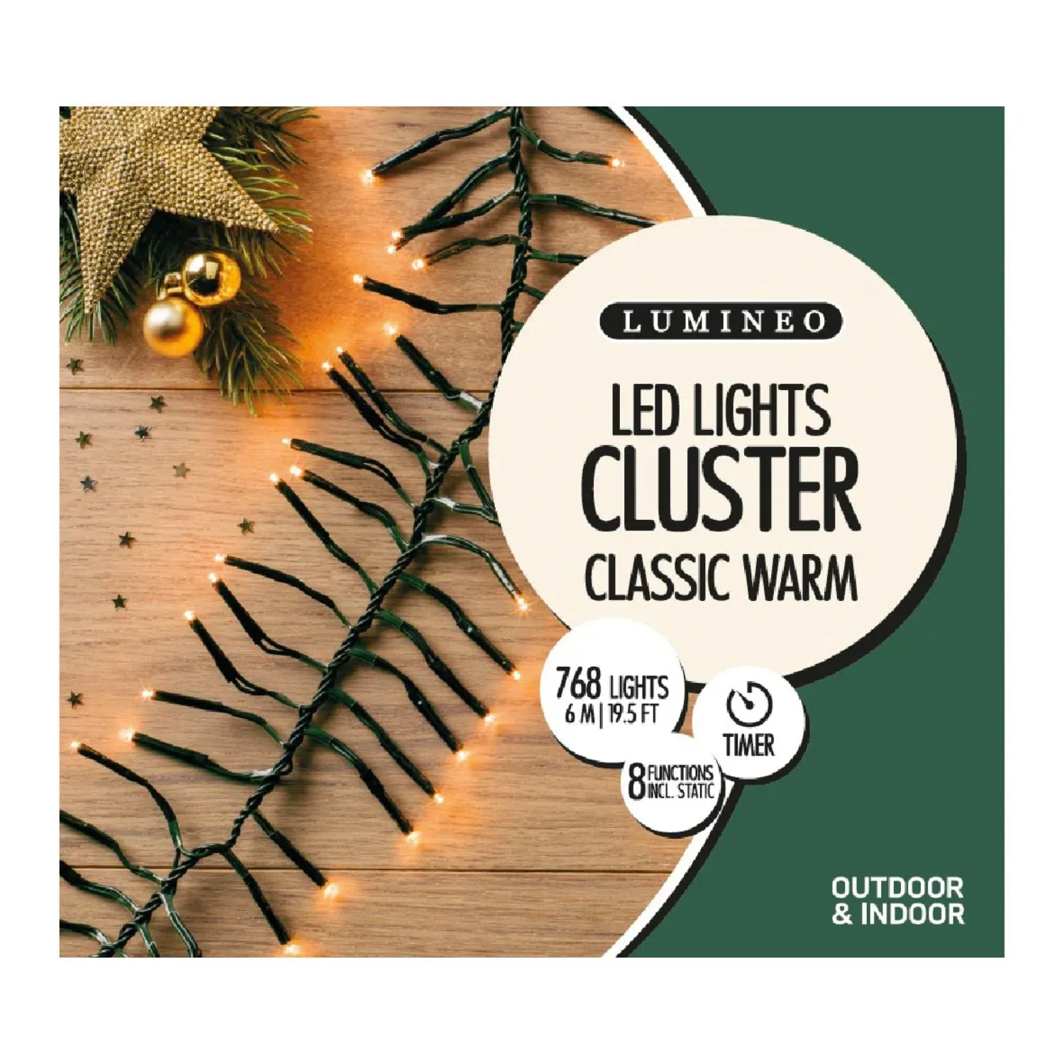 Lumineo 7m Classic Warm Twinkle Effect Outdoor LED Cluster Lights - 498002