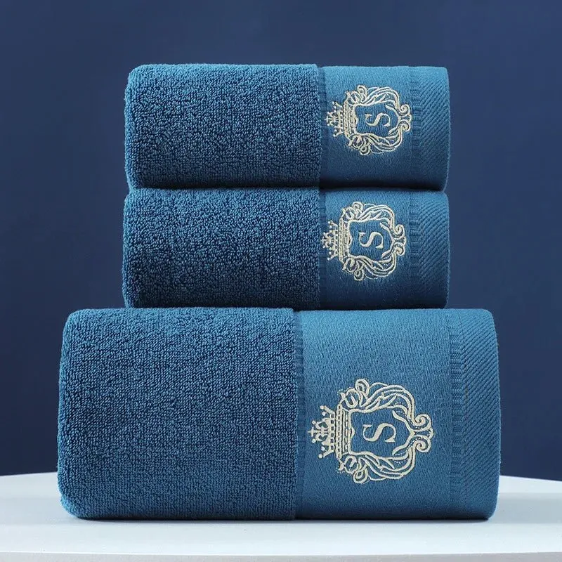 Luxury Cotton Towel Set - 2 Hand & Face Towels, 1 Big Bath Towel