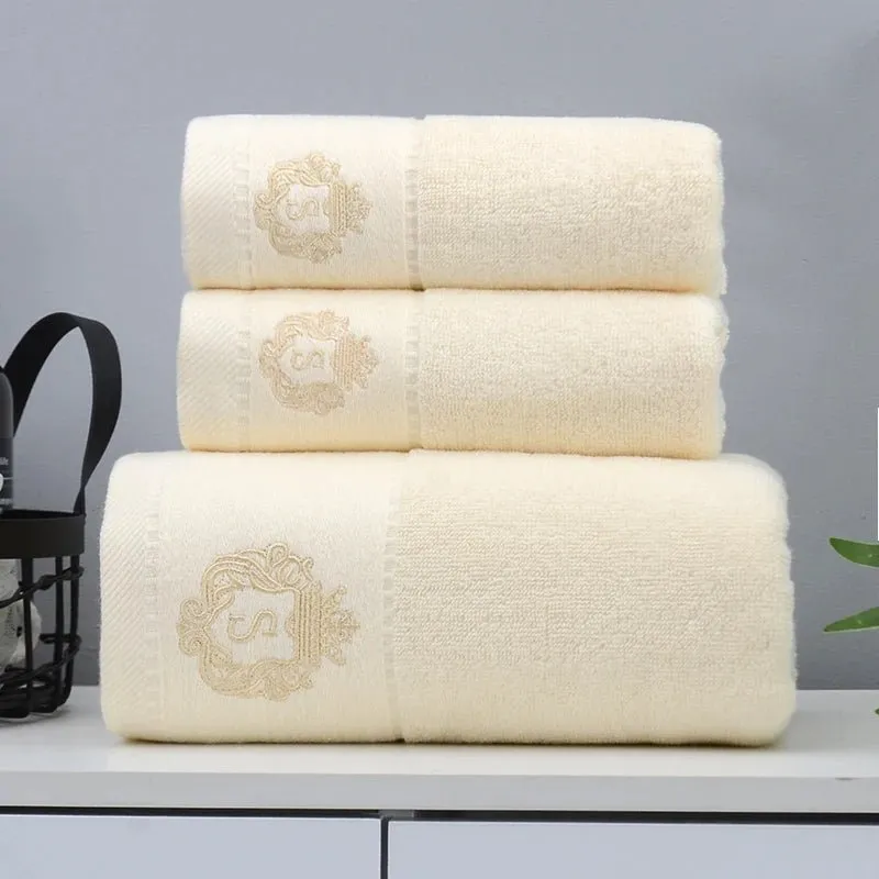 Luxury Cotton Towel Set - 2 Hand & Face Towels, 1 Big Bath Towel