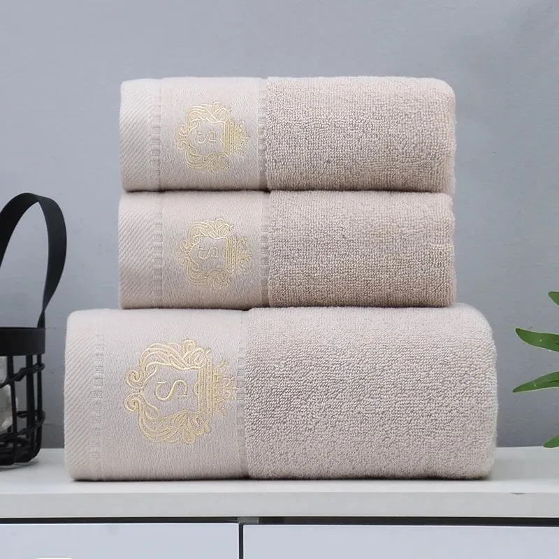 Luxury Cotton Towel Set - 2 Hand & Face Towels, 1 Big Bath Towel