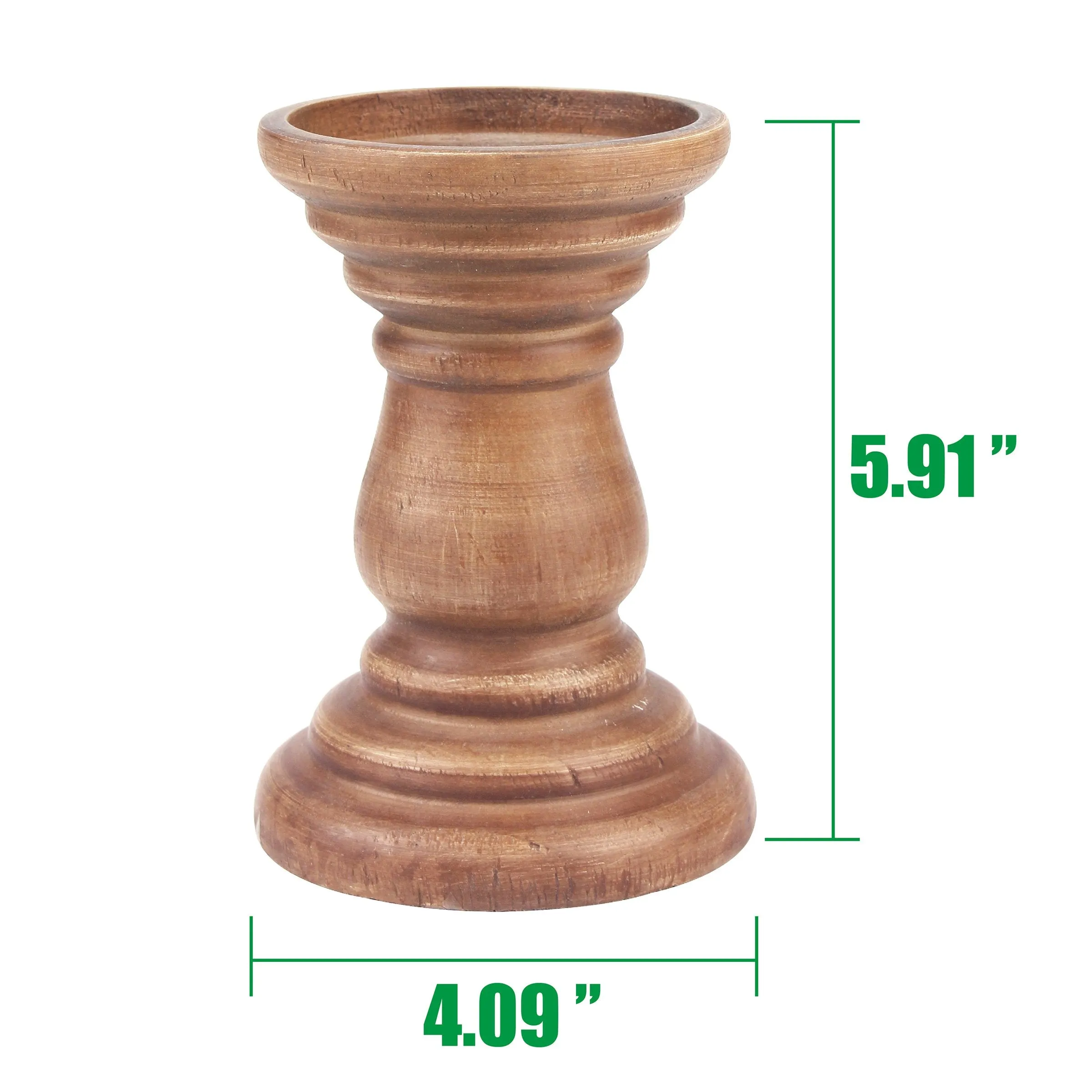 Medium Decorative Natural Wood Pillar Candle Holder (WS)