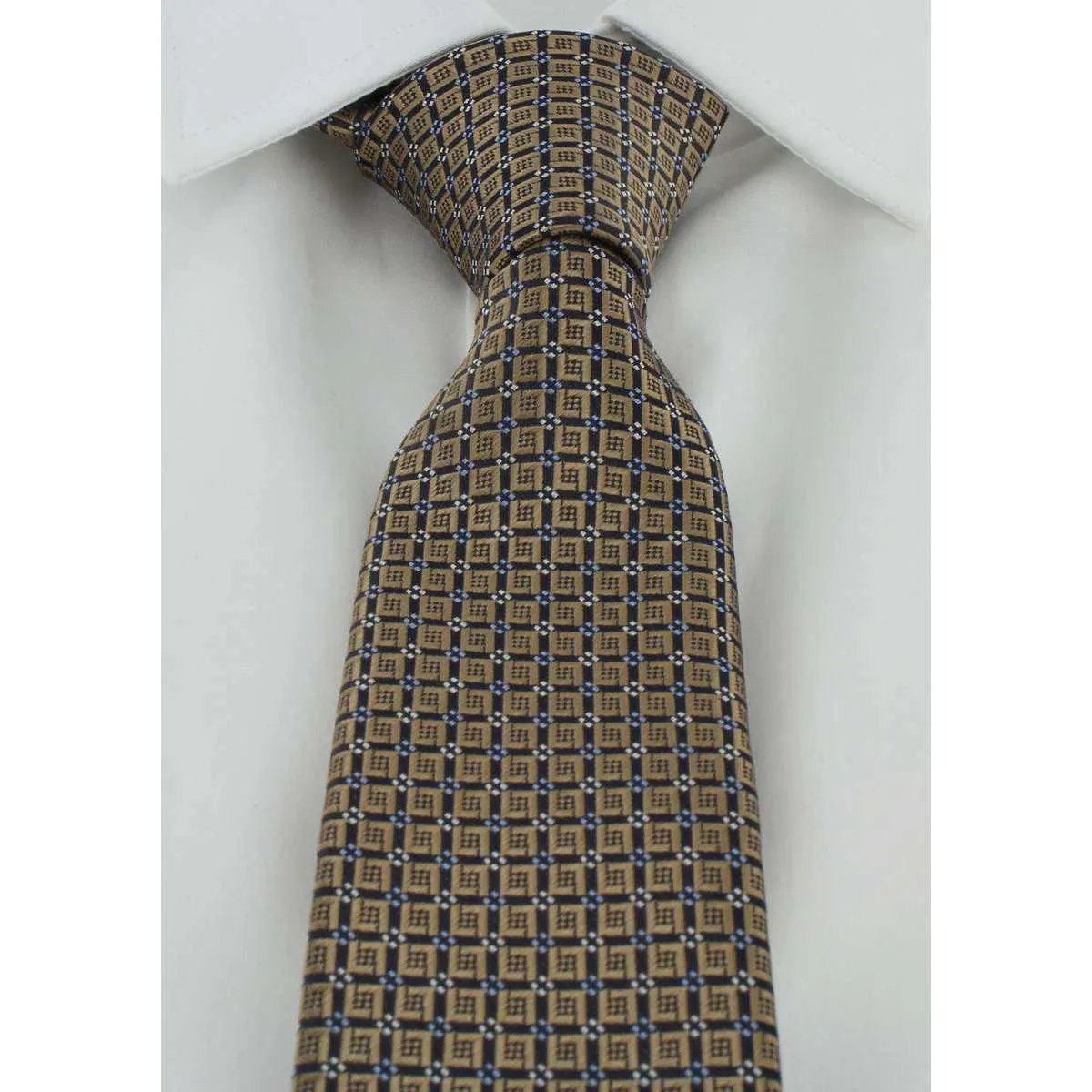 Michelsons of London Bold Diamond Neat Skinny Polyester Tie - Taupe Brown