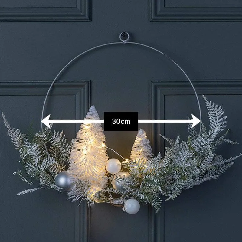 Micro LED Snowy Wreath - 30cm