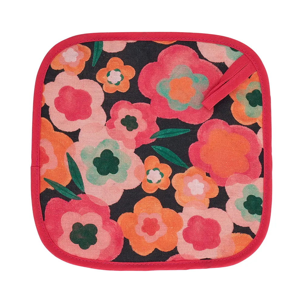 Pot Holder - Linen - Midnight Blooms