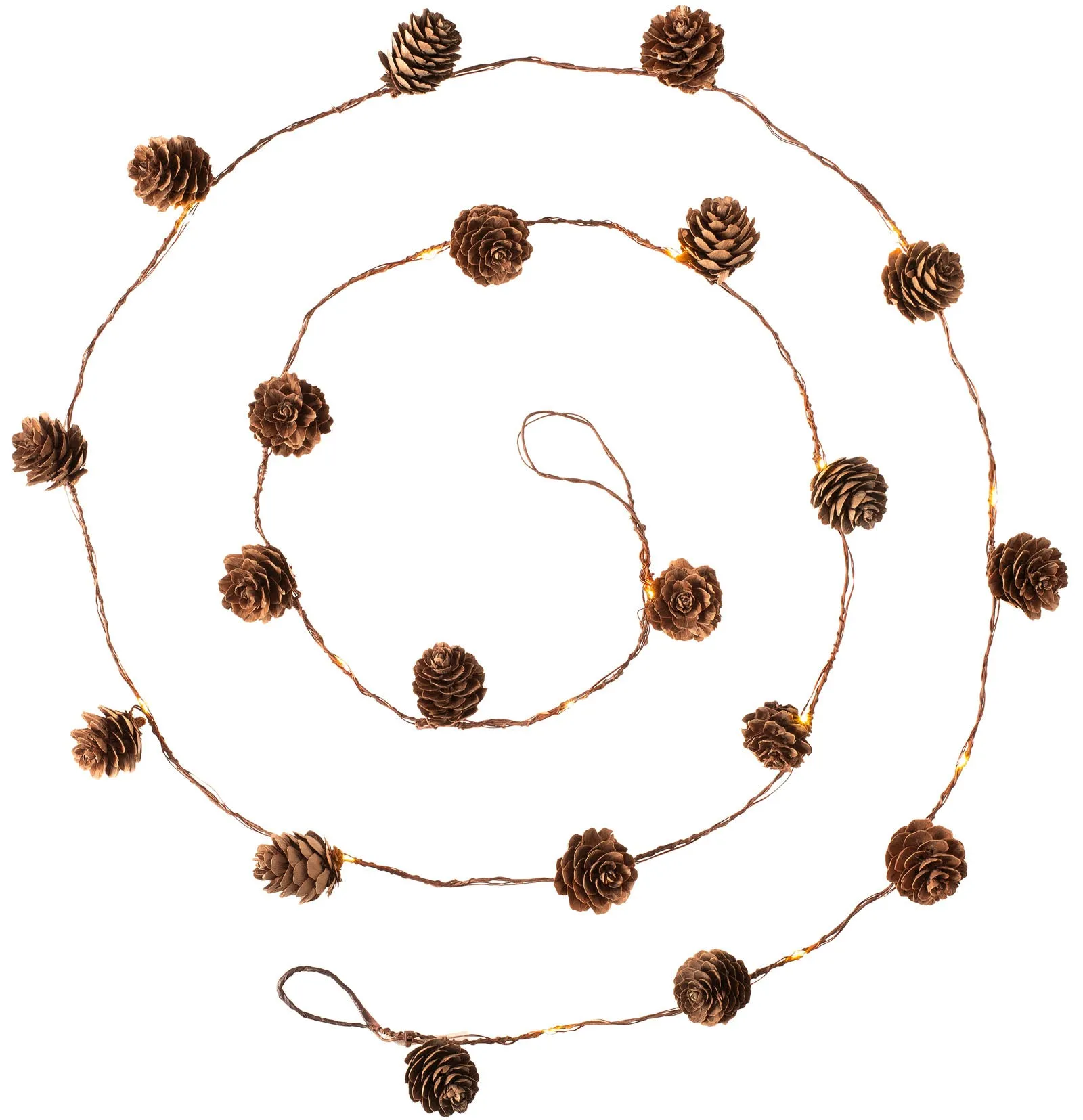 Pre-Lit 20 LED Pinecone Light String Garland, 6 ft