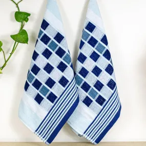 Rangoli Lira Check 100% Cotton Hand Towel Set of 2, 450 GSM