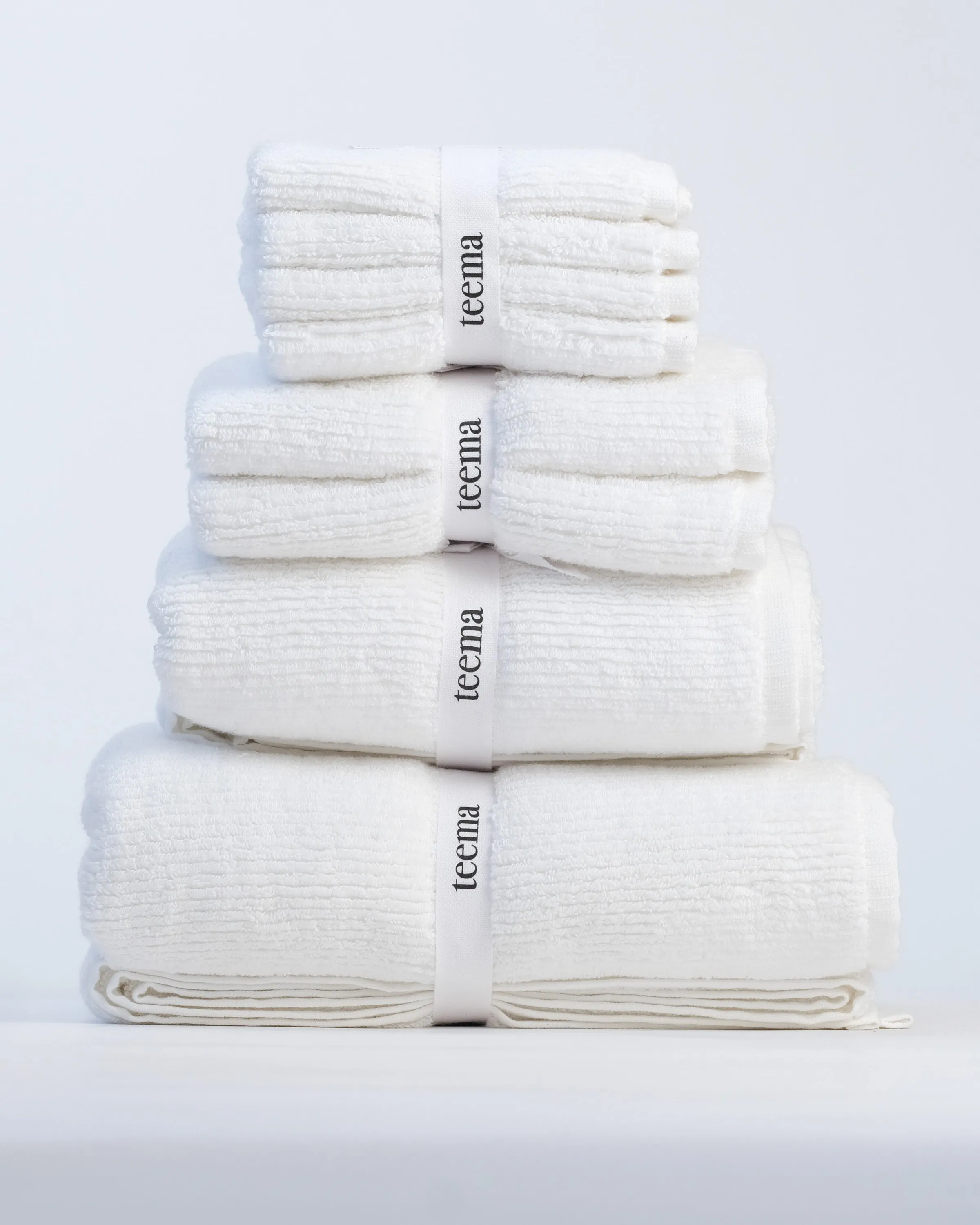 Ribbed Bath Towels in White