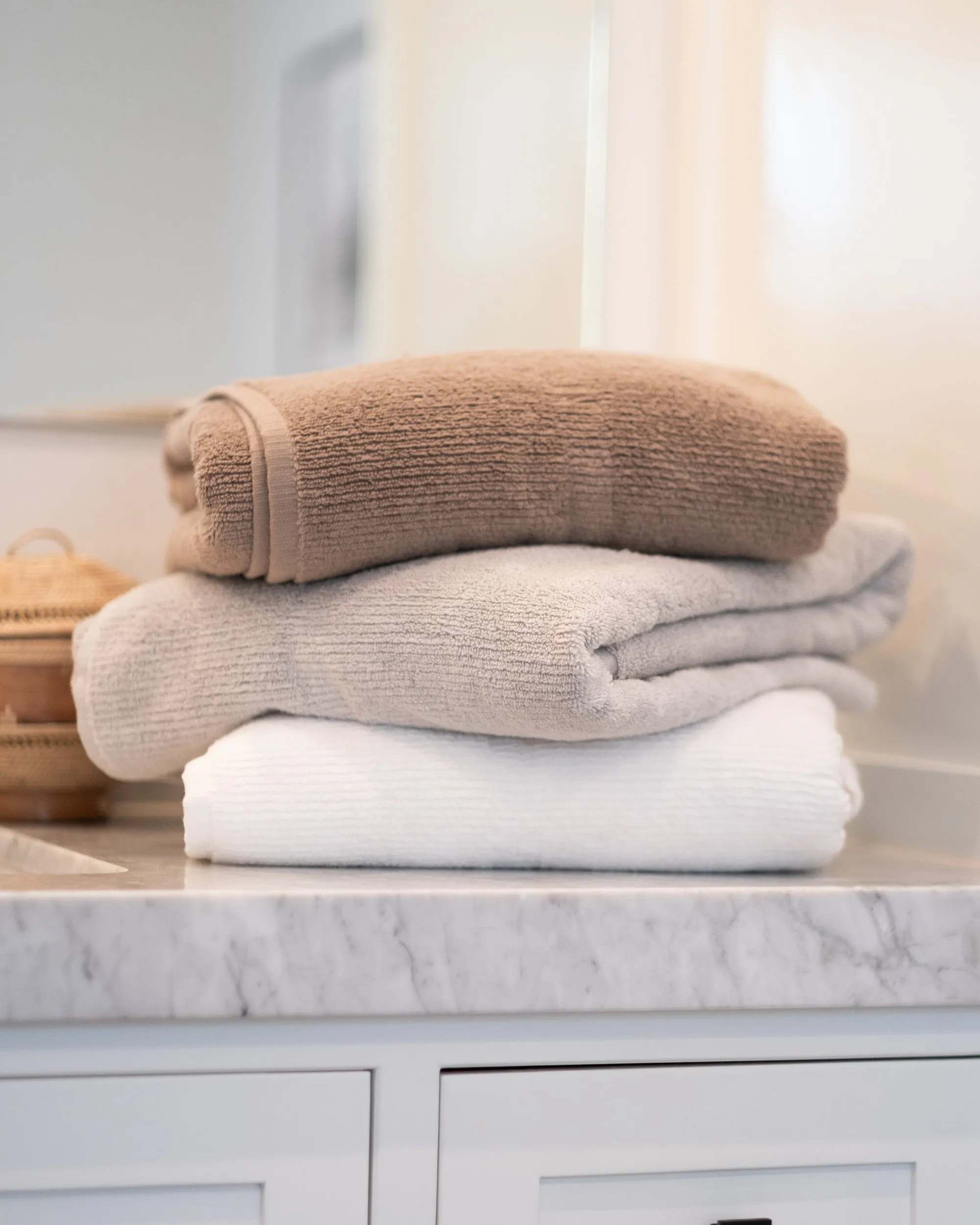 Ribbed Bath Towels in White