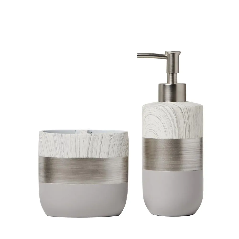 Saturday Knight Ltd Liselotte Brushed Silver Bath Toothbrush Holder - 4.04x2.31x4.24", Natural