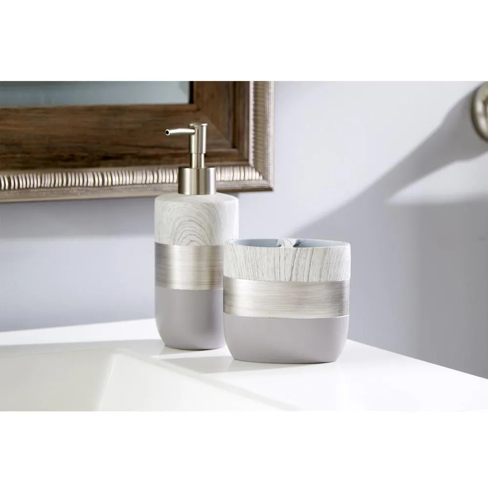 Saturday Knight Ltd Liselotte Brushed Silver Bath Toothbrush Holder - 4.04x2.31x4.24", Natural