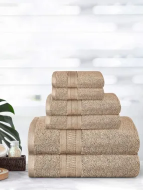 Set of 6 brown towels