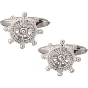 Silver Ships Wheel Cufflinks