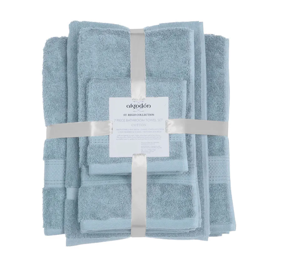 St Regis 7 Piece 600GSM Cotton Towel Set Mist