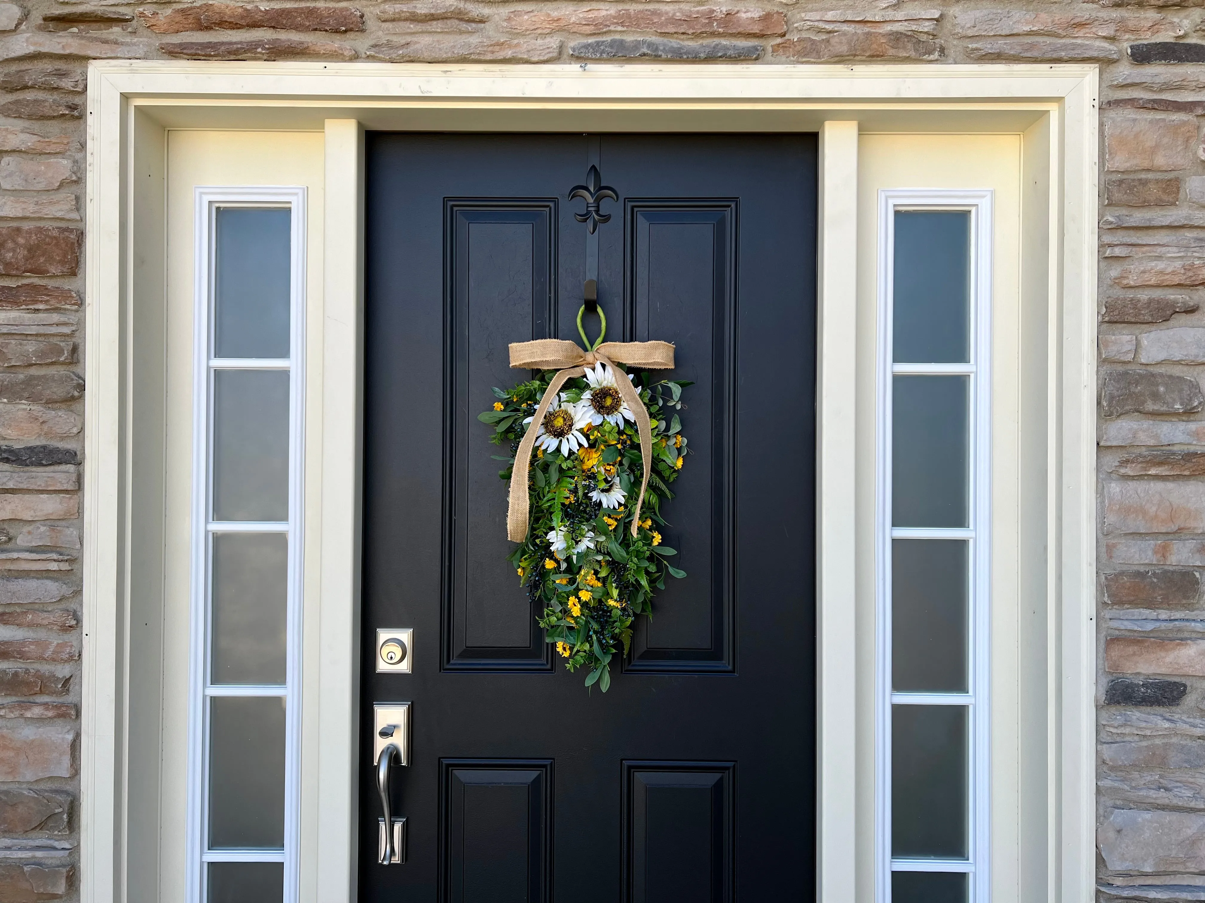 Sunflower and Blueberry Teardrop Wreath