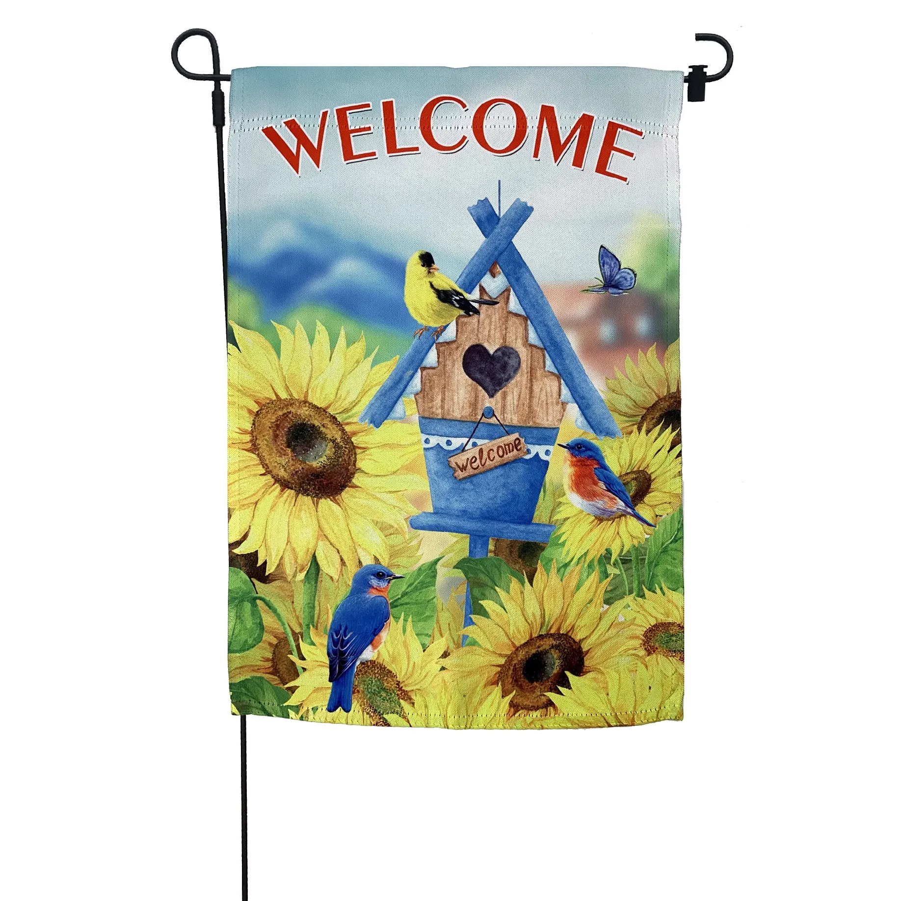 Sunflowers & Birds Welcome Garden Flag – 12" x 18"