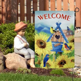 Sunflowers & Birds Welcome Garden Flag – 12" x 18"