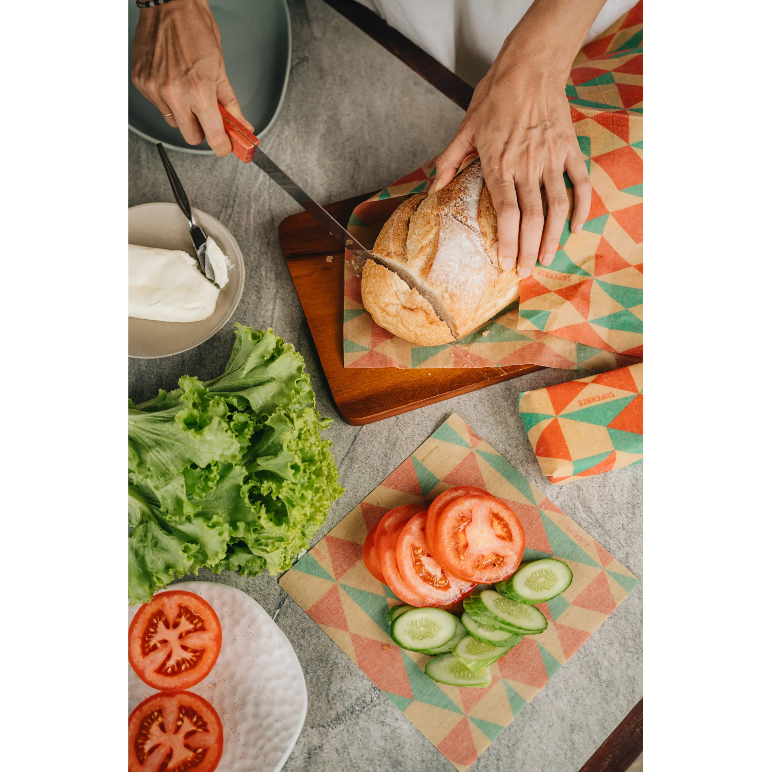 SUPERBEE Beeswax Wrap for Food, XXL Breadwrap  Reusable Bees Wrap Paper for Wrapping Vegetables, Cheese Paper, Bowl Covers and Sandwich Wrapping Paper, XXL Bread wrap