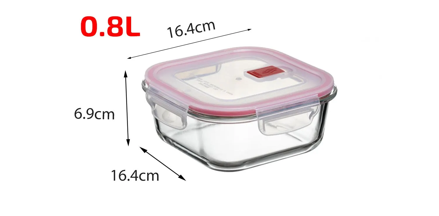 T1614.09 Tatay Hermetic Square Glass Container 0.8L